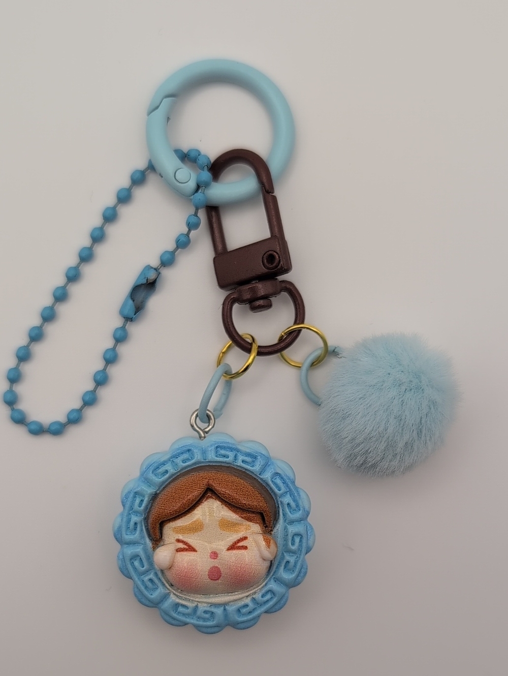 Handmade Blue Pom-Puff Kawaii Character Keychain Bag Charm *Customizable